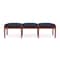 Lesro Lenox Wood 3 Seat Bench Wood Frame, Cherry, RF Blueberry Upholstery LW3001 - alternate 1